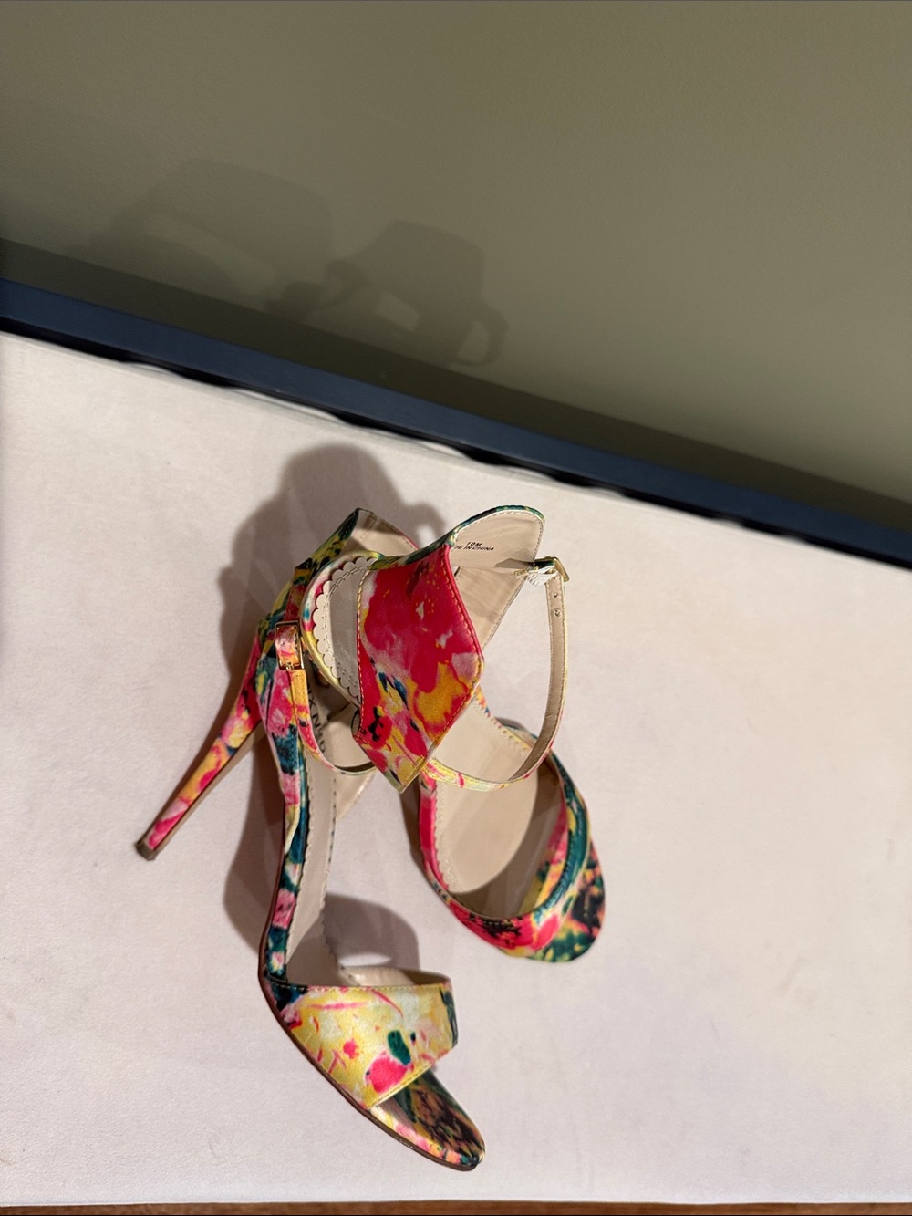 Mix No. 6 Multicolor Floral Stiletto Sandals in Pink, Yellow & Green